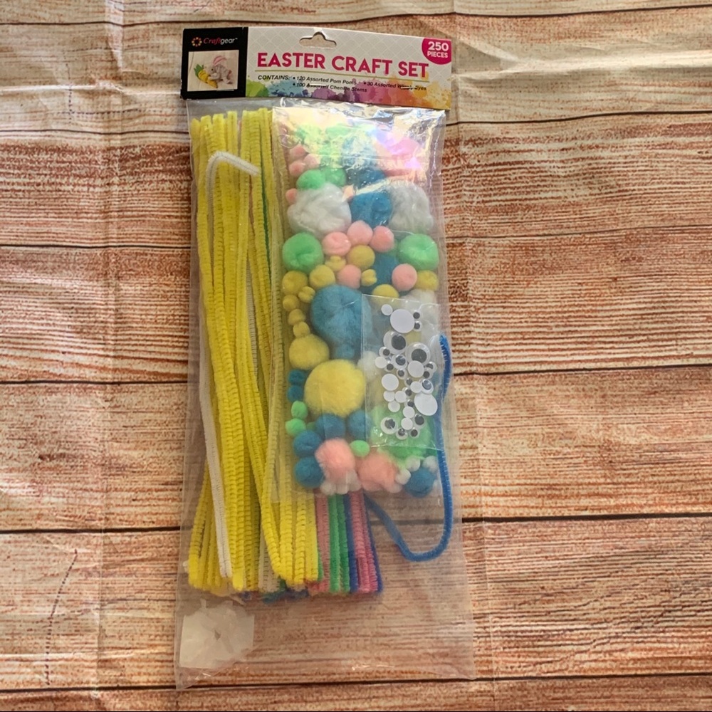 Craftgear Easter Craft Set 250 Pcs Pom Poms Chenille Stems Wiggle Eyes Kids DIY